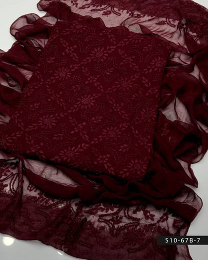 2 PC Handmade Chiffon Pakka Burr Work Dresses