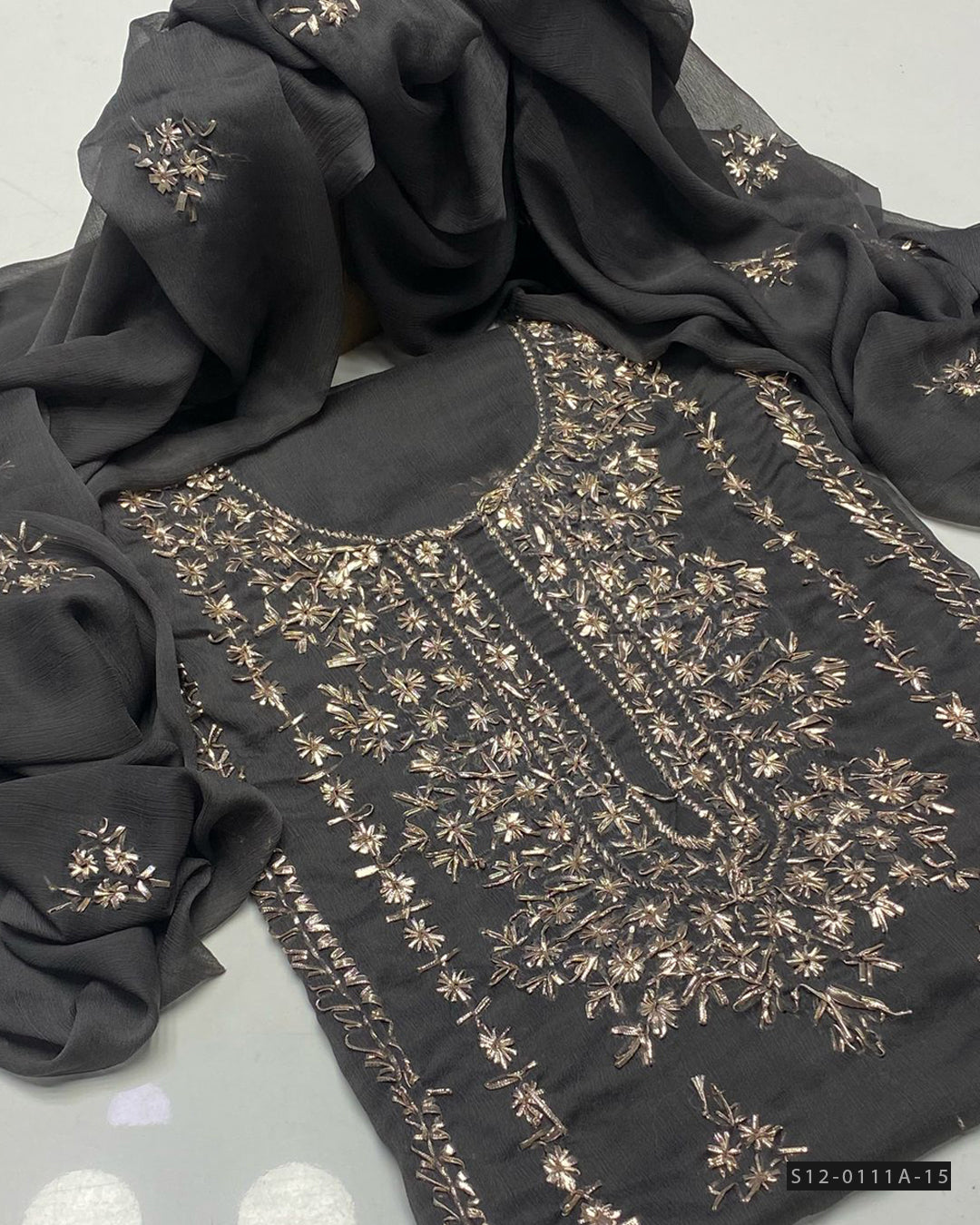 2 PC Unstitched Hand Embroidered Chiffon Collection