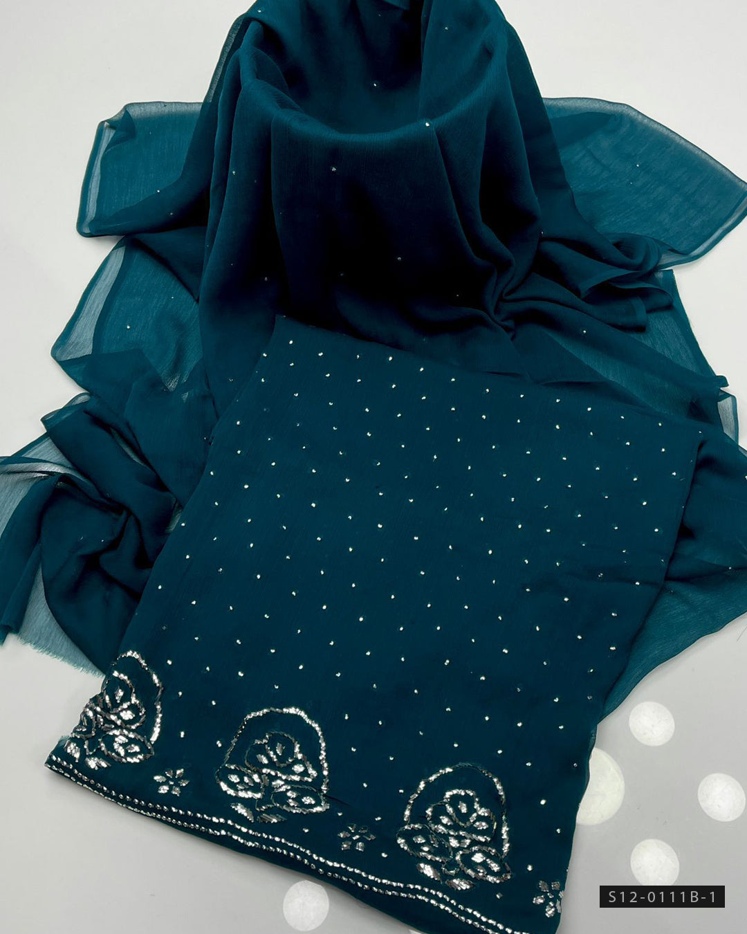 Handmade 2 PC Unstitched Soft Chiffon Fabric Dress