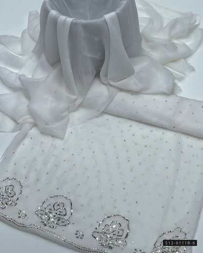 Handmade 2 PC Unstitched Soft Chiffon Fabric Dress