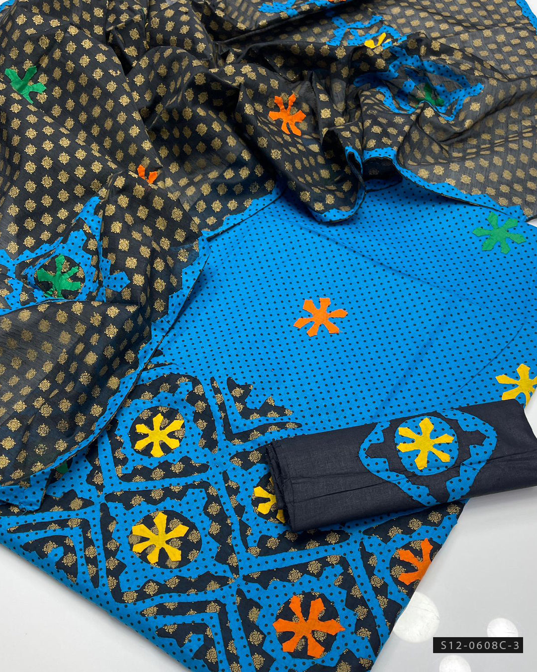 Handmade 3 PC Unstitched Khadi Cotton Dress Collection