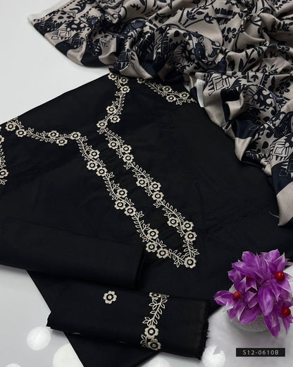 3 PC Unstitched Dhanak Dress Collection