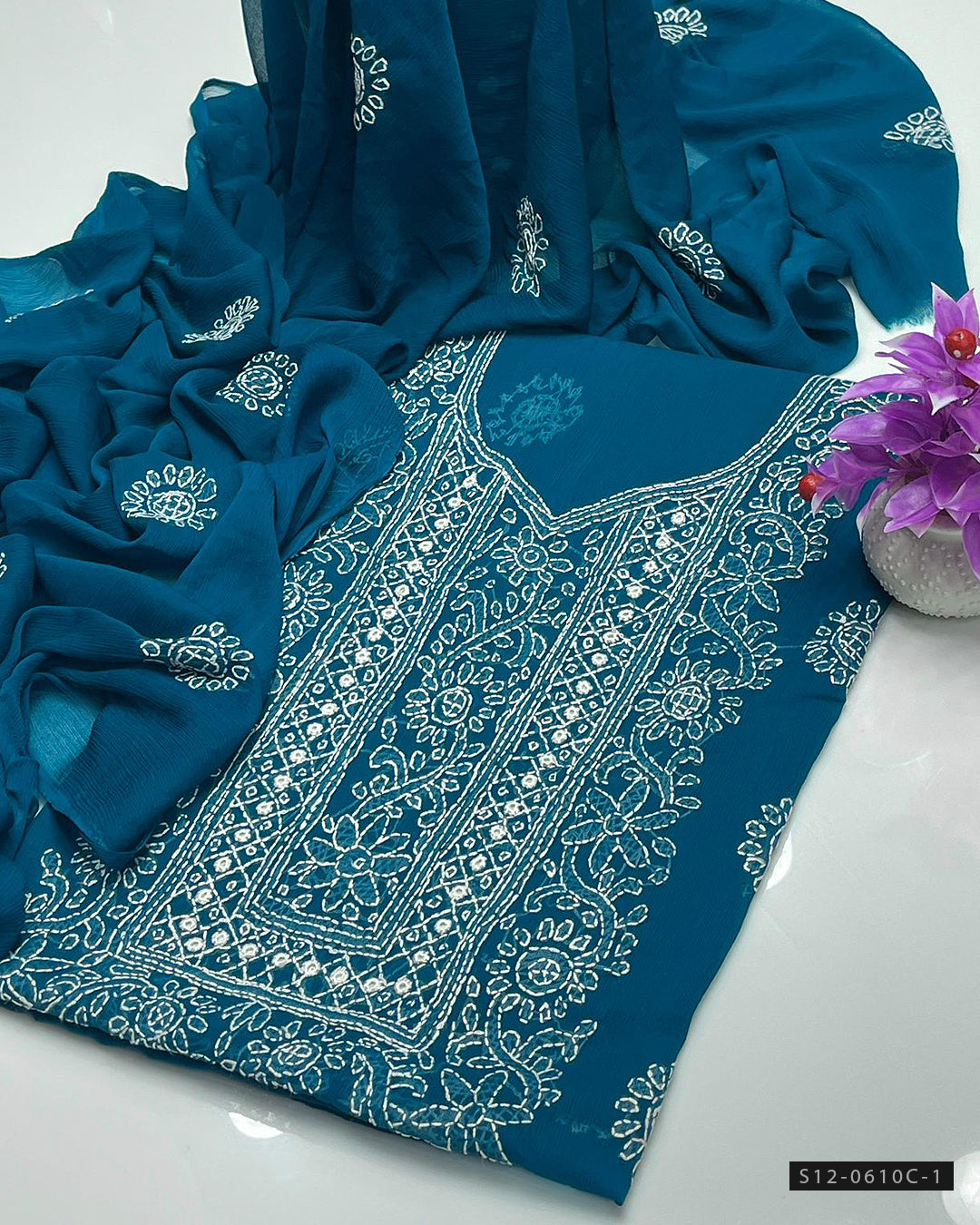 Handmade 2 PC Unstitched Bamber Chiffon Dress Collection