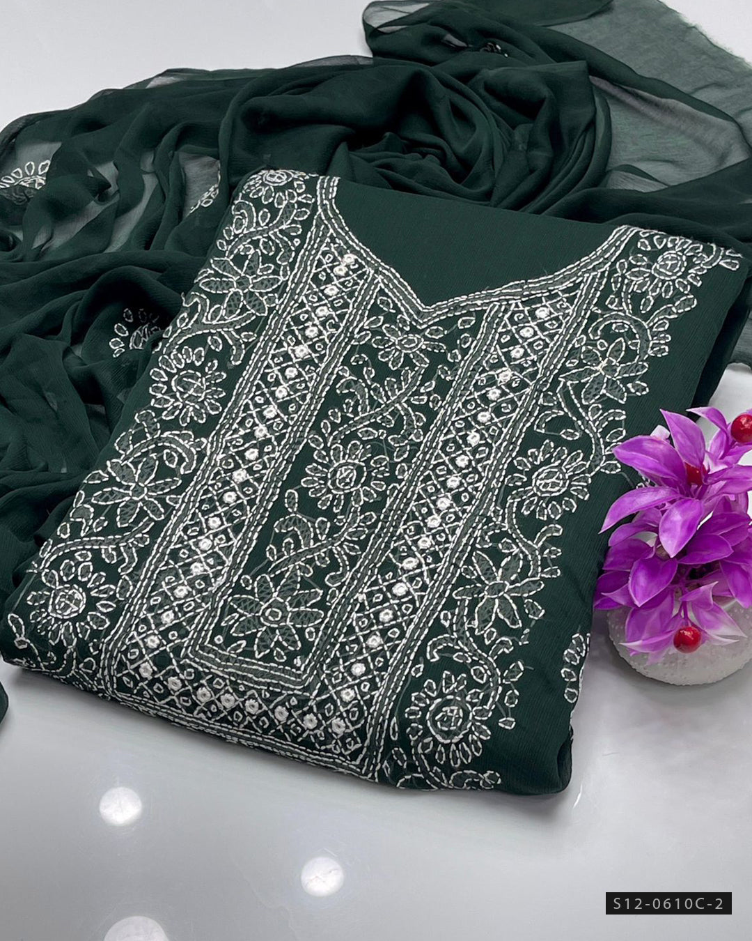 Handmade 2 PC Unstitched Bamber Chiffon Dress Collection