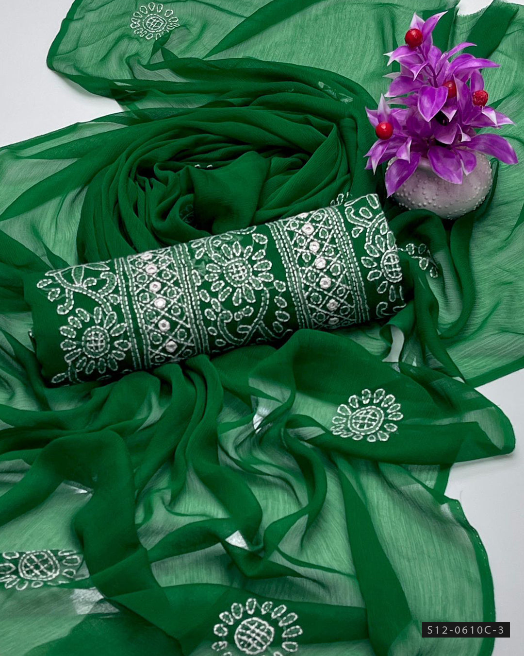 Handmade 2 PC Unstitched Bamber Chiffon Dress Collection