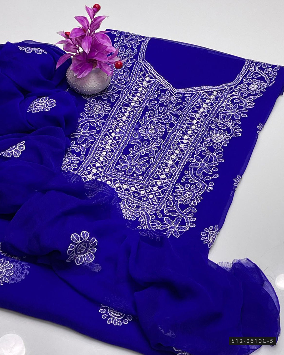 Handmade 2 PC Unstitched Bamber Chiffon Dress Collection