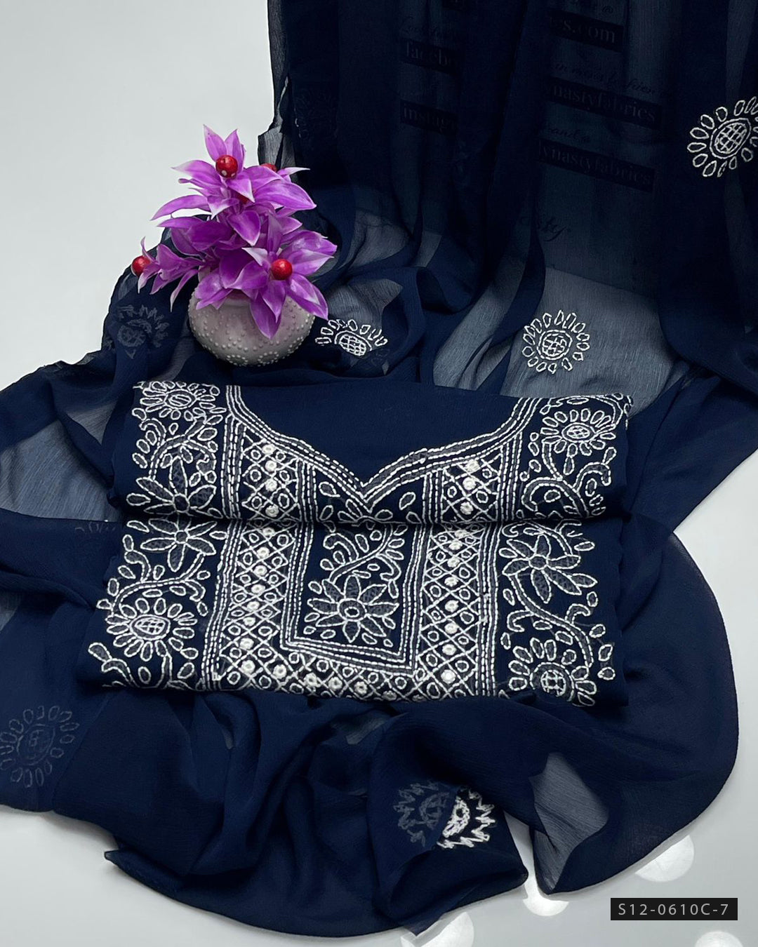 Handmade 2 PC Unstitched Bamber Chiffon Dress Collection