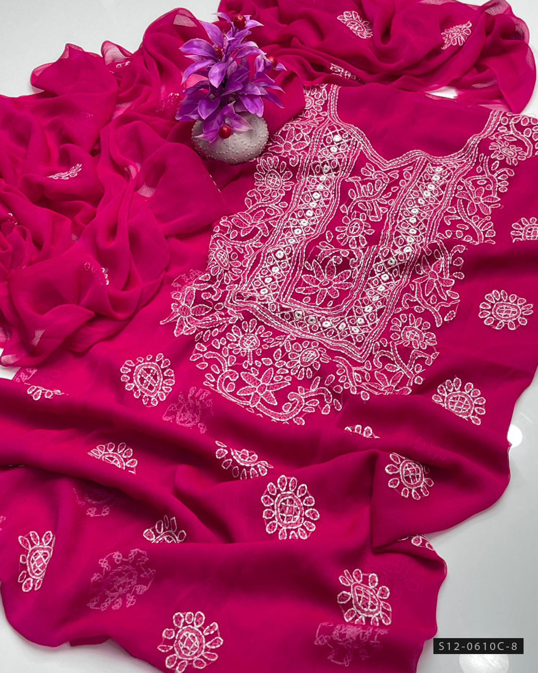 Handmade 2 PC Unstitched Bamber Chiffon Dress Collection