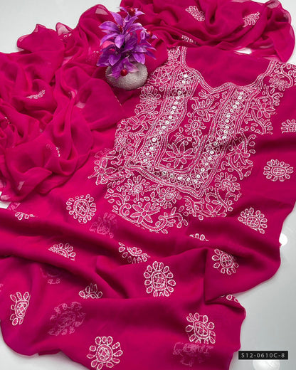 Handmade 2 PC Unstitched Bamber Chiffon Dress Collection
