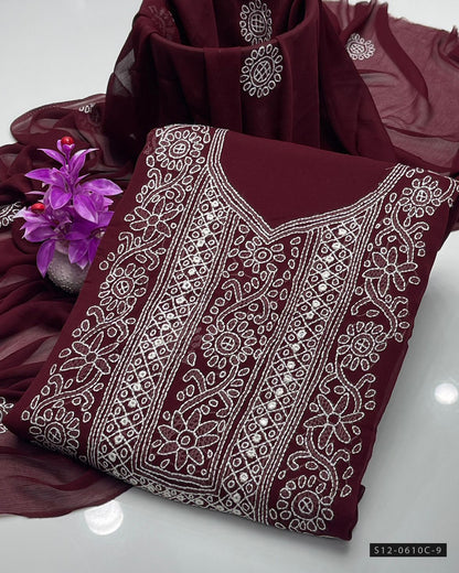 Handmade 2 PC Unstitched Bamber Chiffon Dress Collection