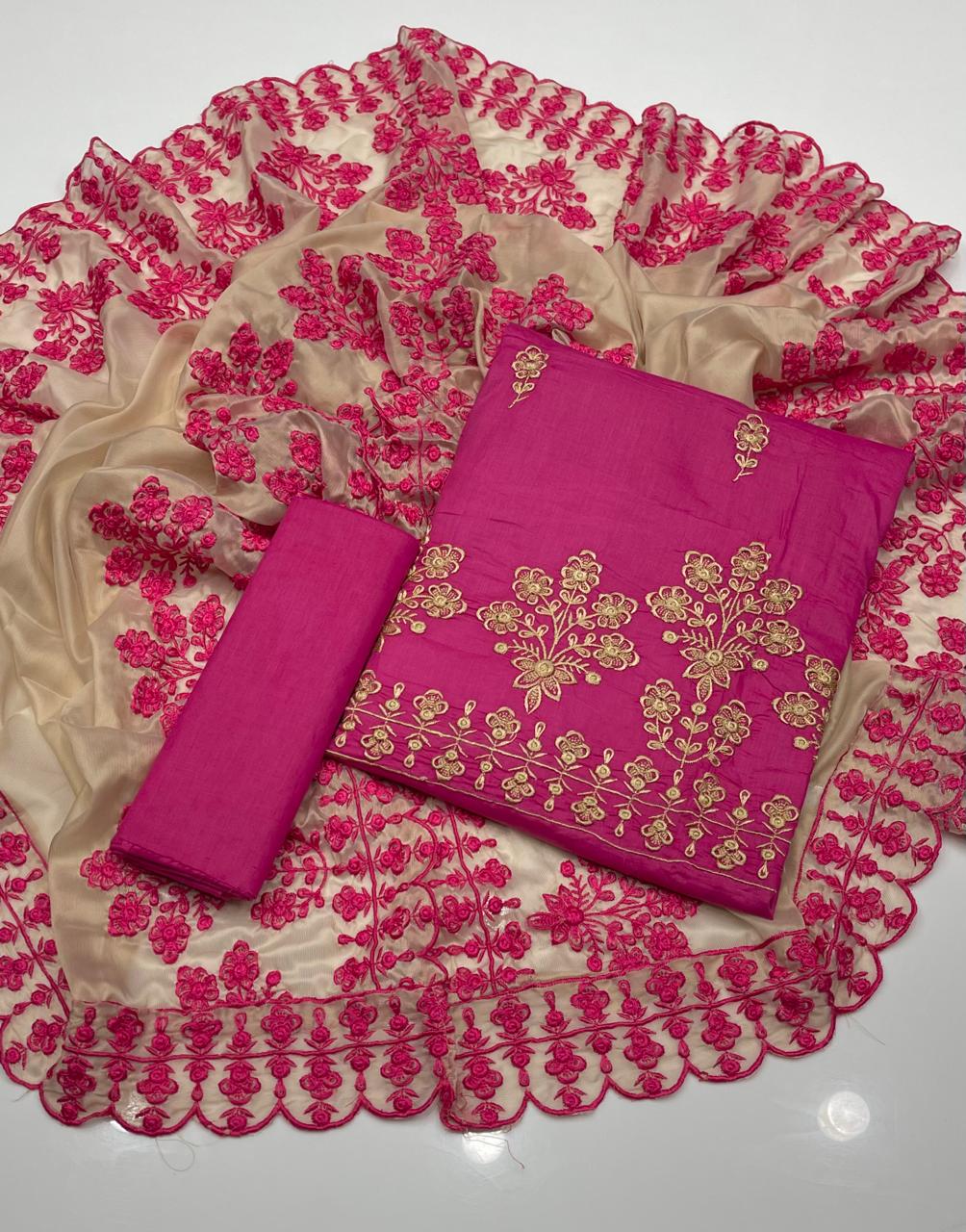 3 PC Unstitched Lawn Shirt & Trouser With Masoori Dupatta - S12-0708A