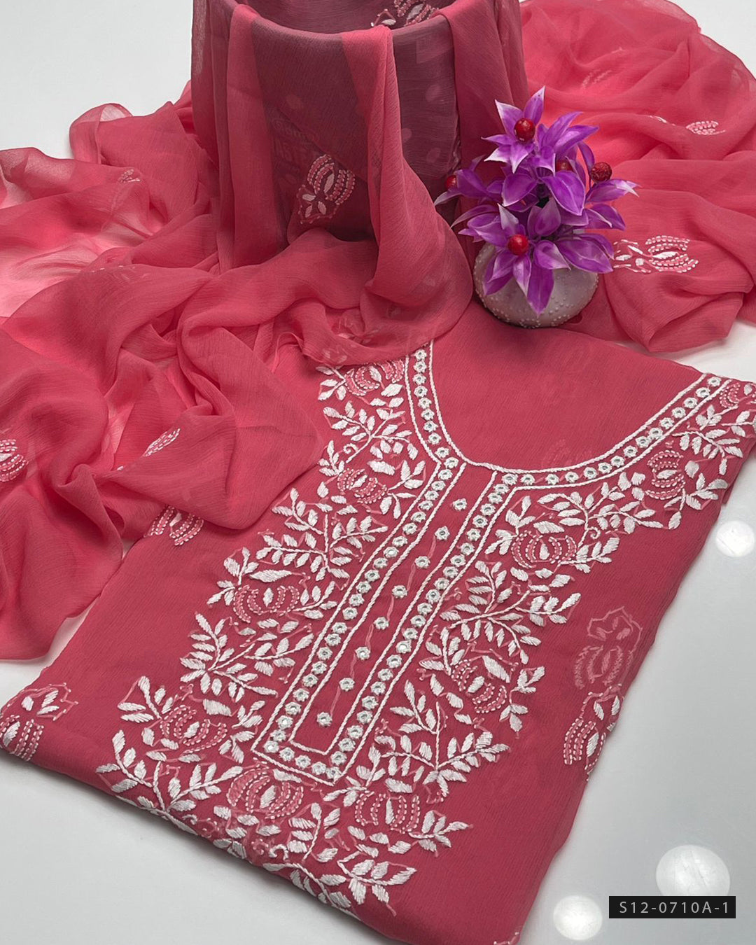 Handmade 2 PC Unstitched Bamber Chiffon Dress Collection