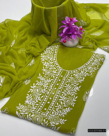 Handmade 2 PC Unstitched Bamber Chiffon Dress Collection
