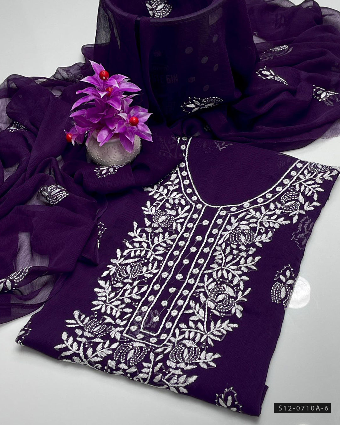 Handmade 2 PC Unstitched Bamber Chiffon Dress Collection
