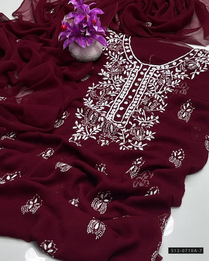 Handmade 2 PC Unstitched Bamber Chiffon Dress Collection