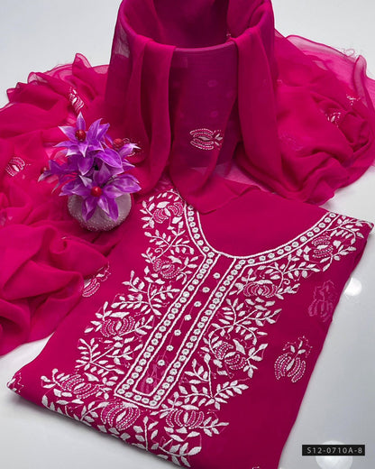Handmade 2 PC Unstitched Bamber Chiffon Dress Collection