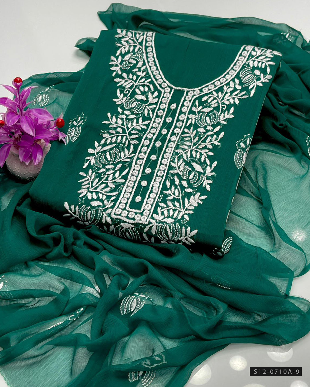 Handmade 2 PC Unstitched Bamber Chiffon Dress Collection