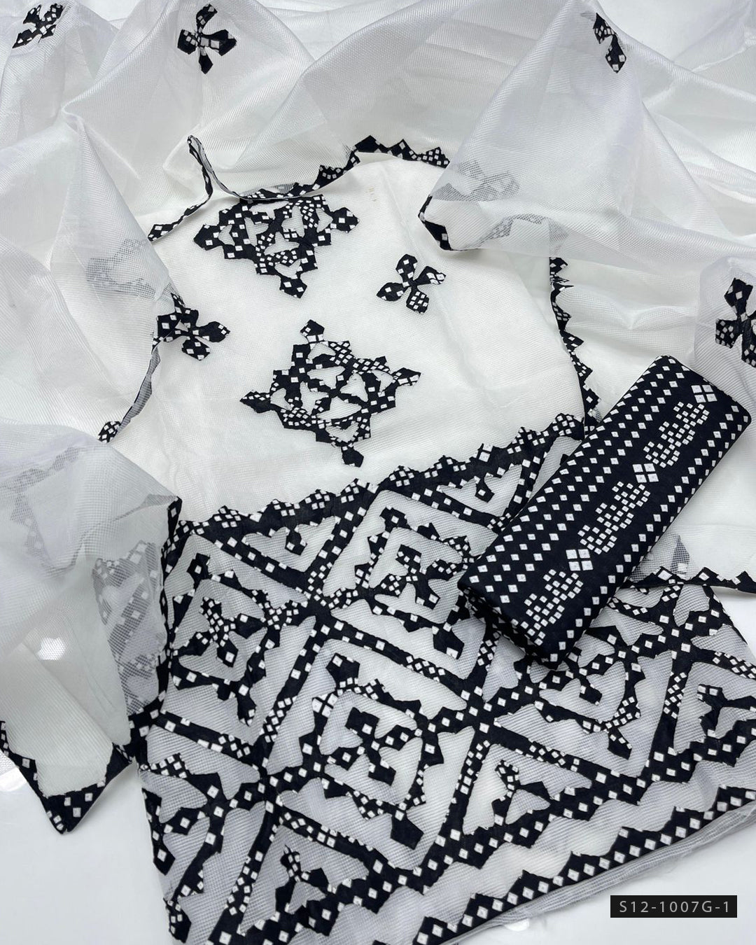 3 PC Khadi Net Applique Work Dress