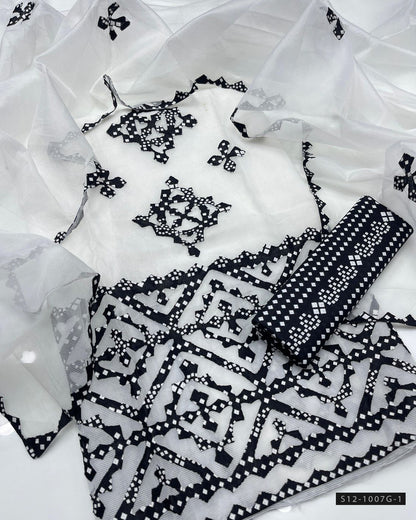3 PC Khadi Net Applique Work Dress