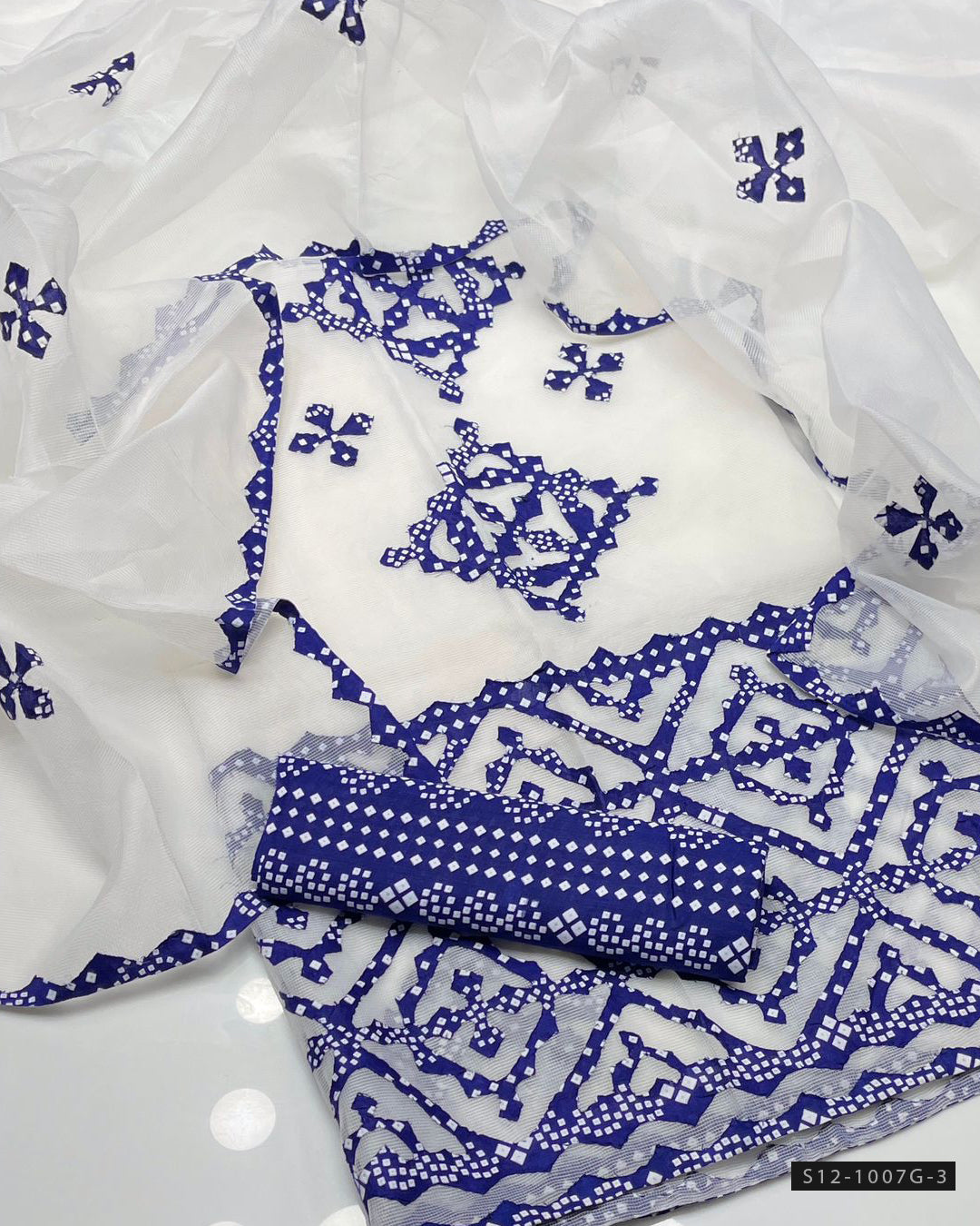 3 PC Khadi Net Applique Work Dress