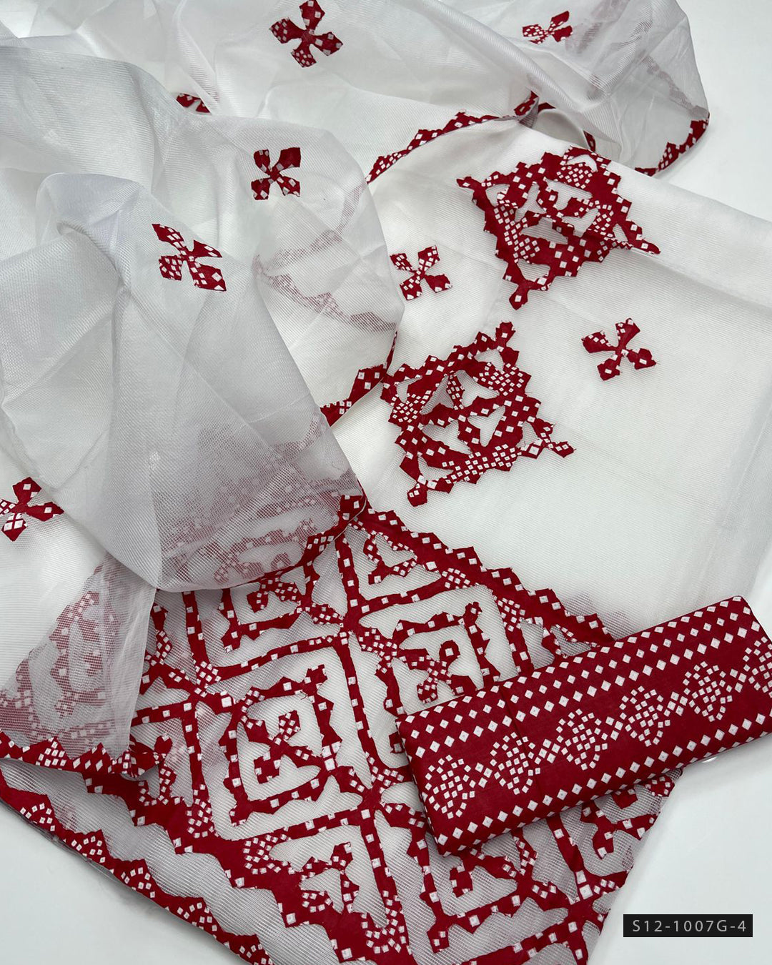 3 PC Khadi Net Applique Work Dress