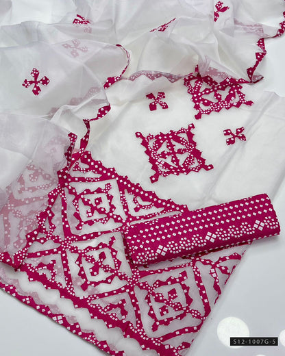 3 PC Khadi Net Applique Work Dress