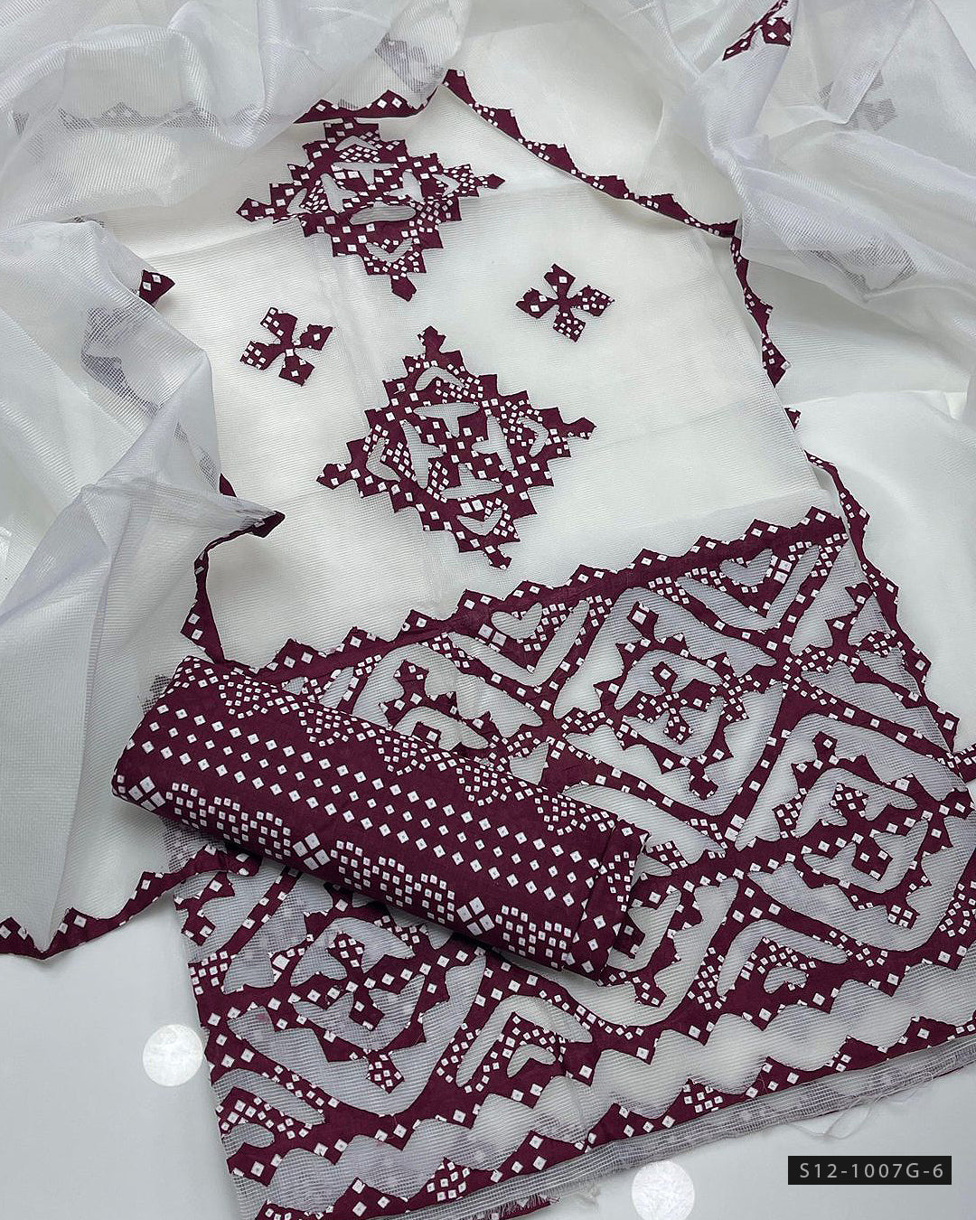 3 PC Khadi Net Applique Work Dress