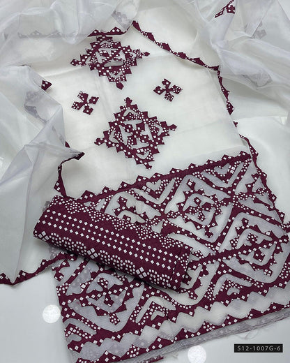 3 PC Khadi Net Applique Work Dress