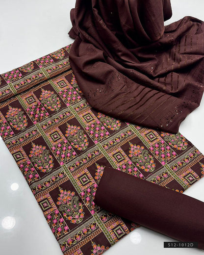 3 PC Unstitched Dhanak Dress Collection