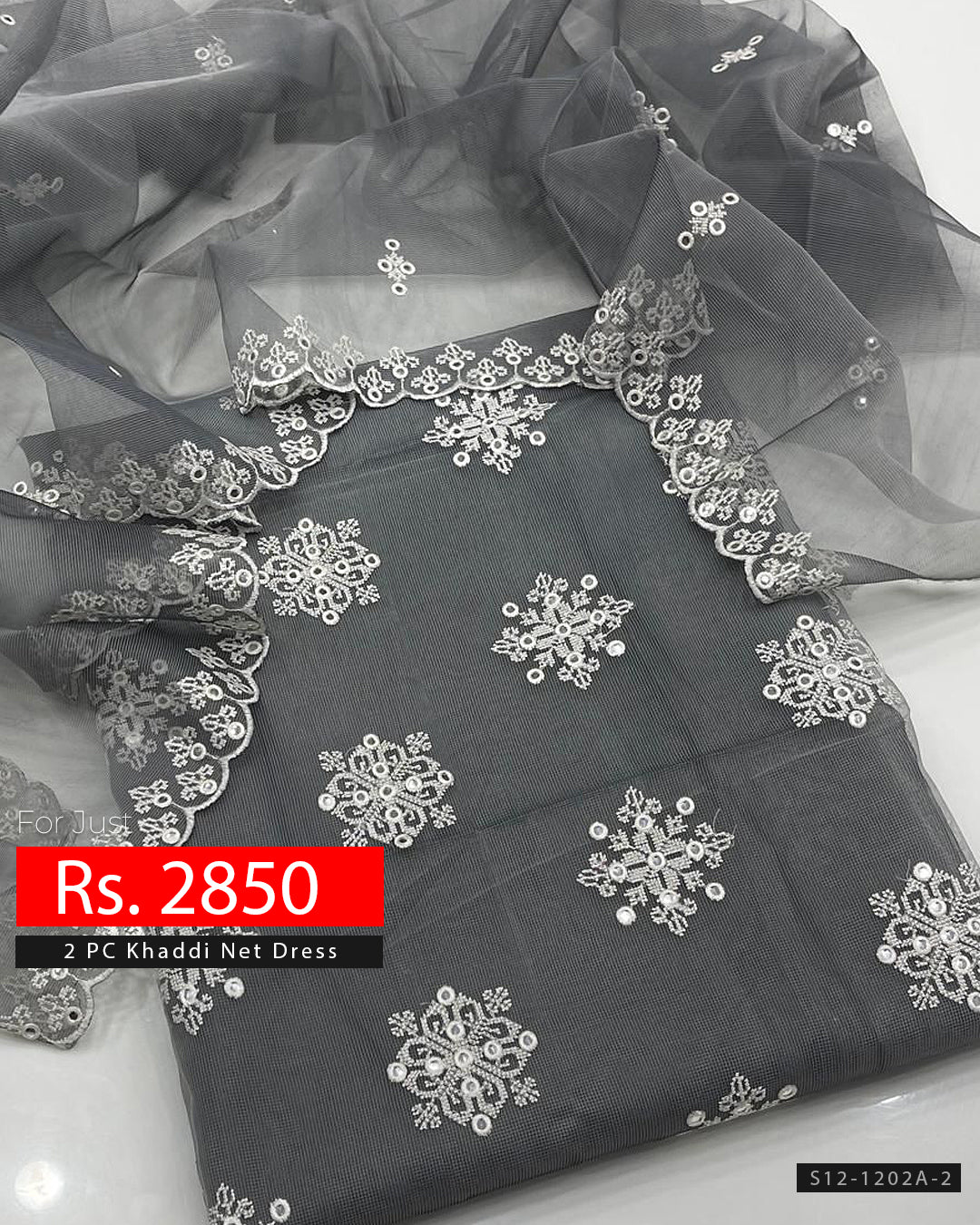 2 PC Unstitched Khadi Net Dress Collection