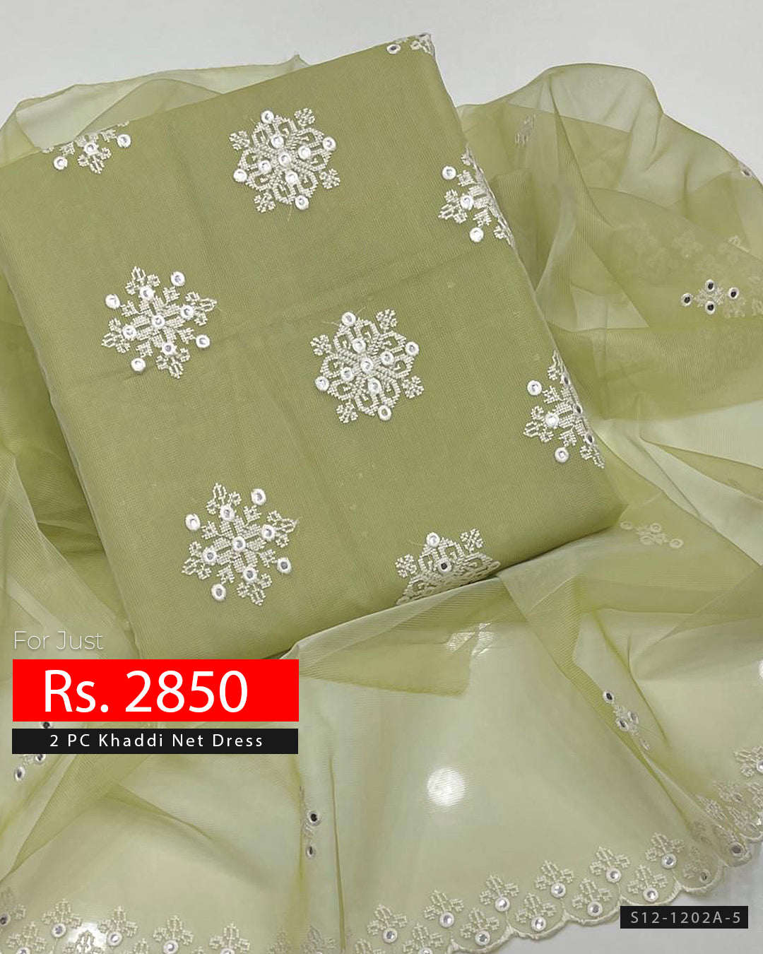 2 PC Unstitched Khadi Net Dress Collection