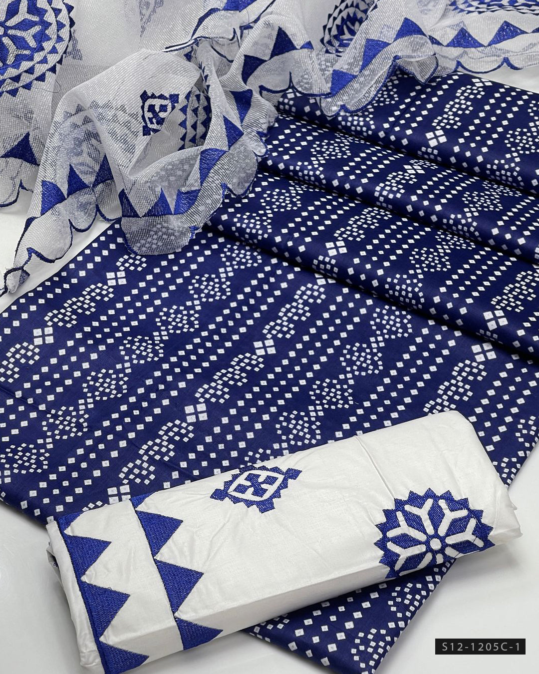 3 PC Unstitched Lawn Chunri Dress
