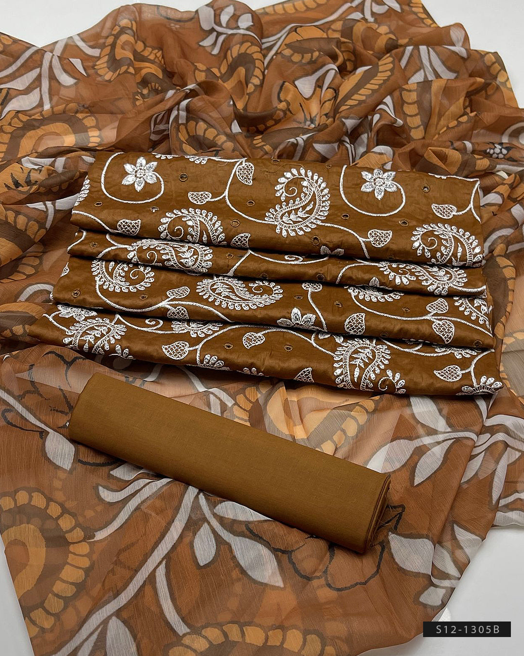 3 PC Unstitched Cotton Lawn Dress