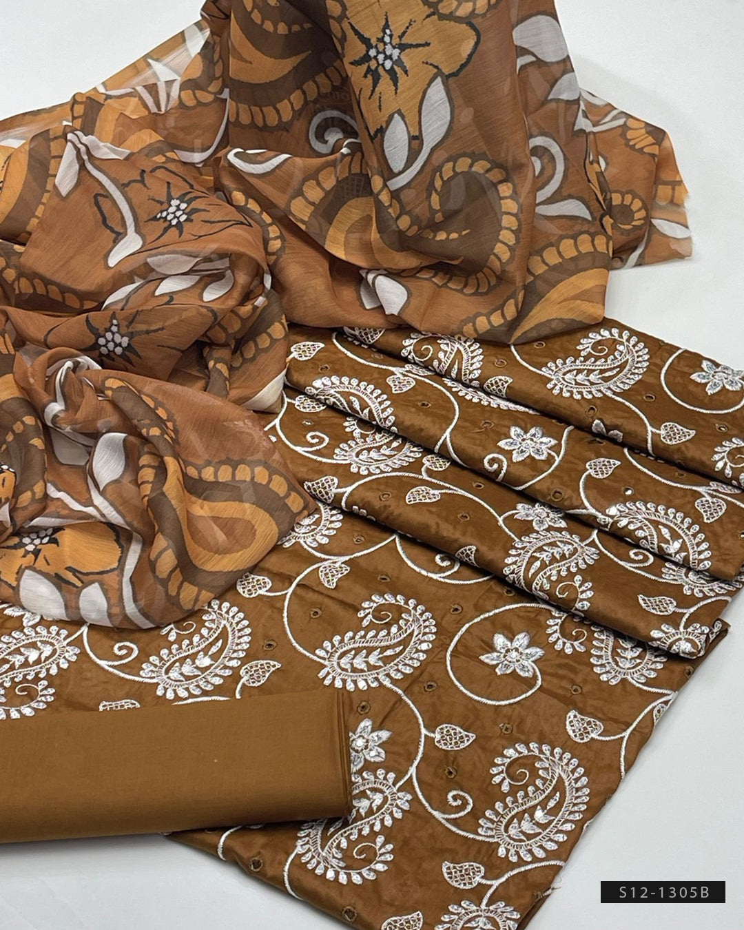 3 PC Unstitched Cotton Lawn Dress
