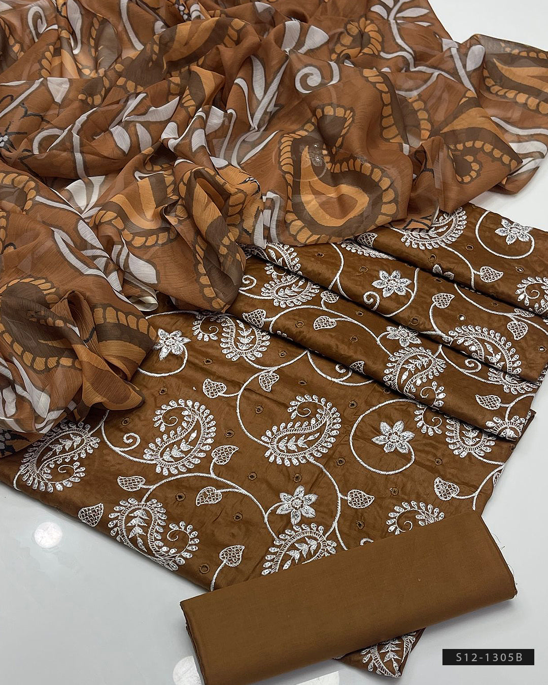 3 PC Unstitched Cotton Lawn Dress