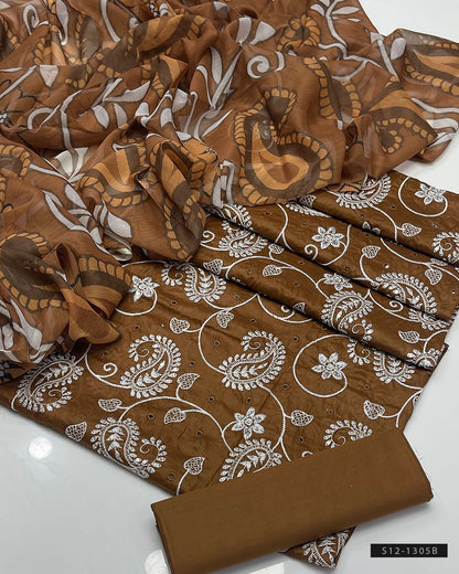 3 PC Unstitched Cotton Lawn Dress
