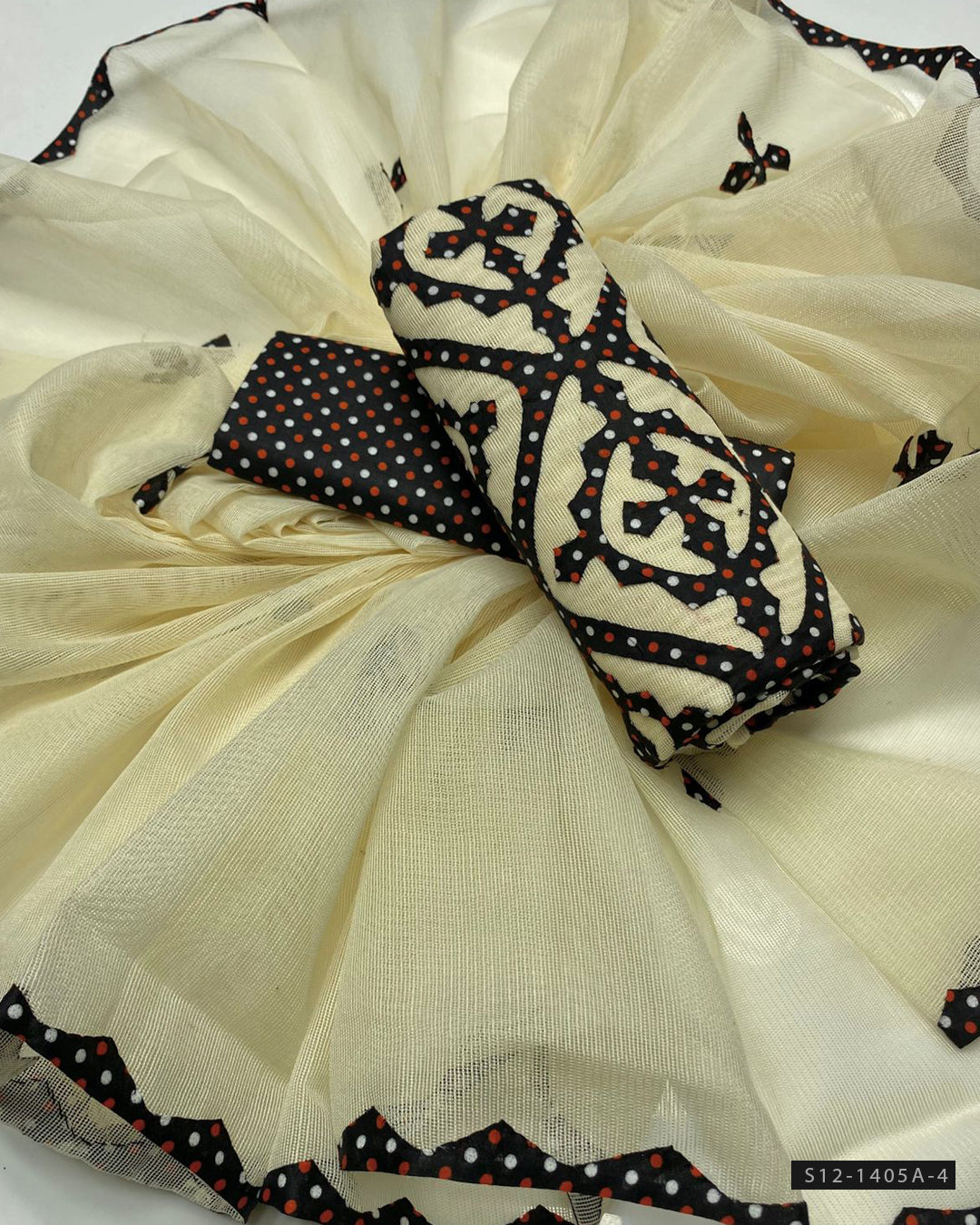 3 PC Handcrafted Khadi Net Applique Work Dress