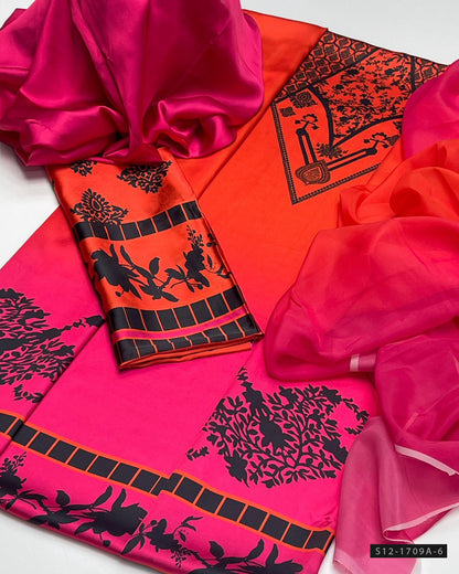 3 PC Unstitched Shamoze Silk Dress Collection
