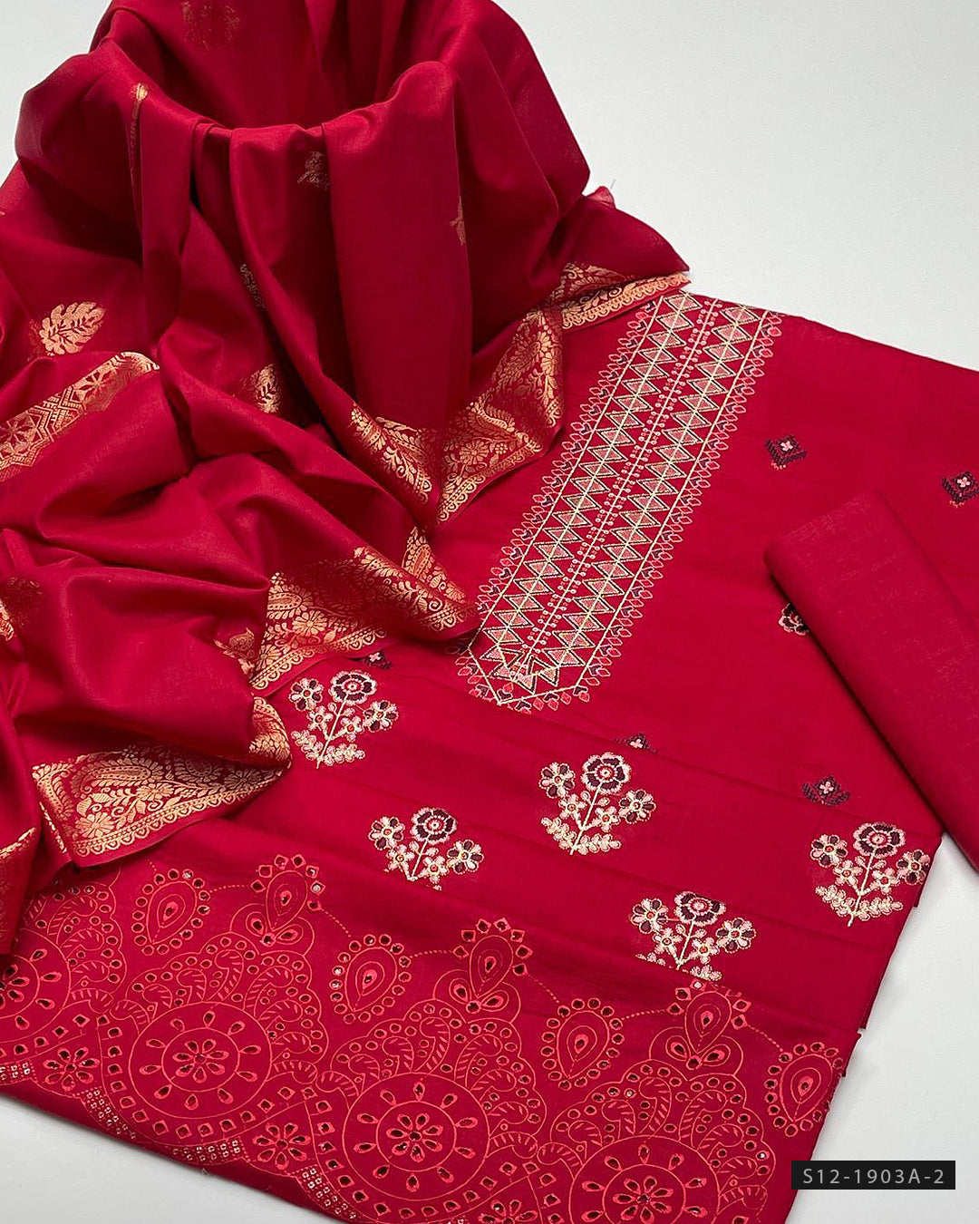 3 PC Unstitched Lawn Embroidered Dress Collection