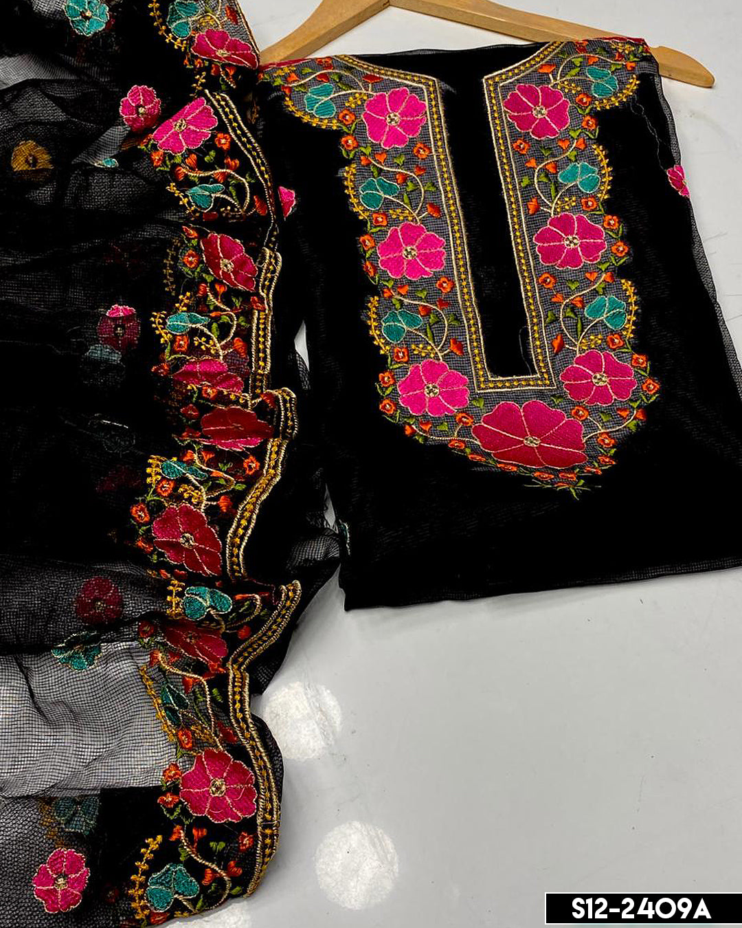 2 PC Unstitched Khadi Net Dress Collection - S12