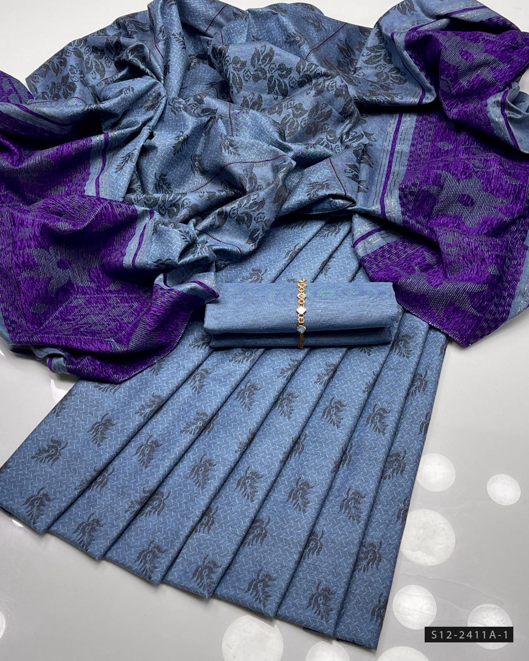 Multani Khadi Sussi Jacquard Winter 3PC Suit