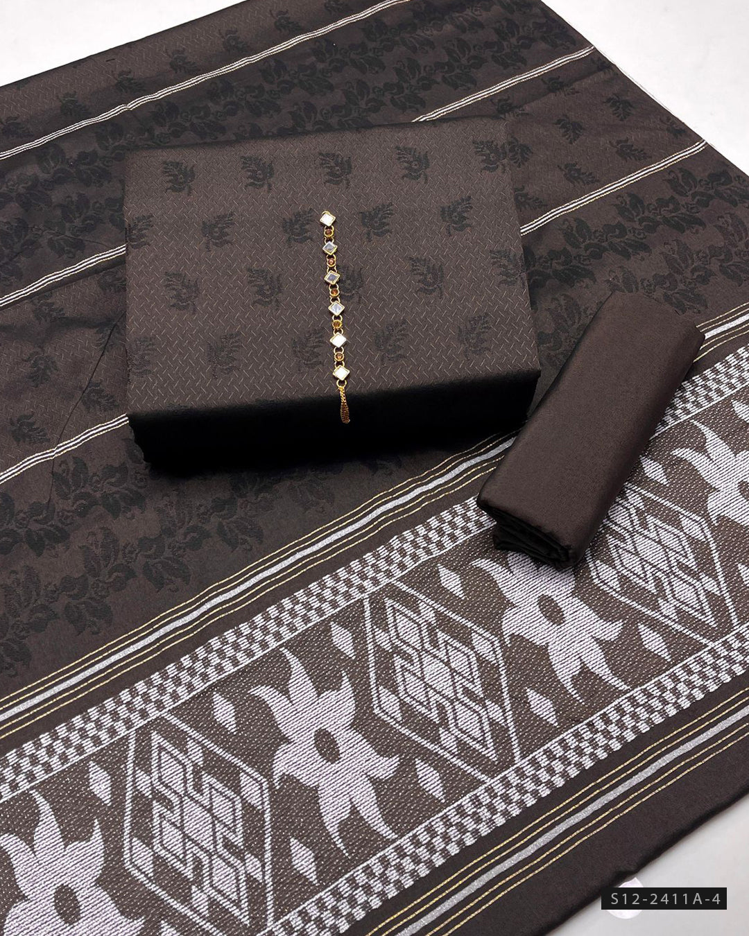 Multani Khadi Sussi Jacquard Winter 3PC Suit