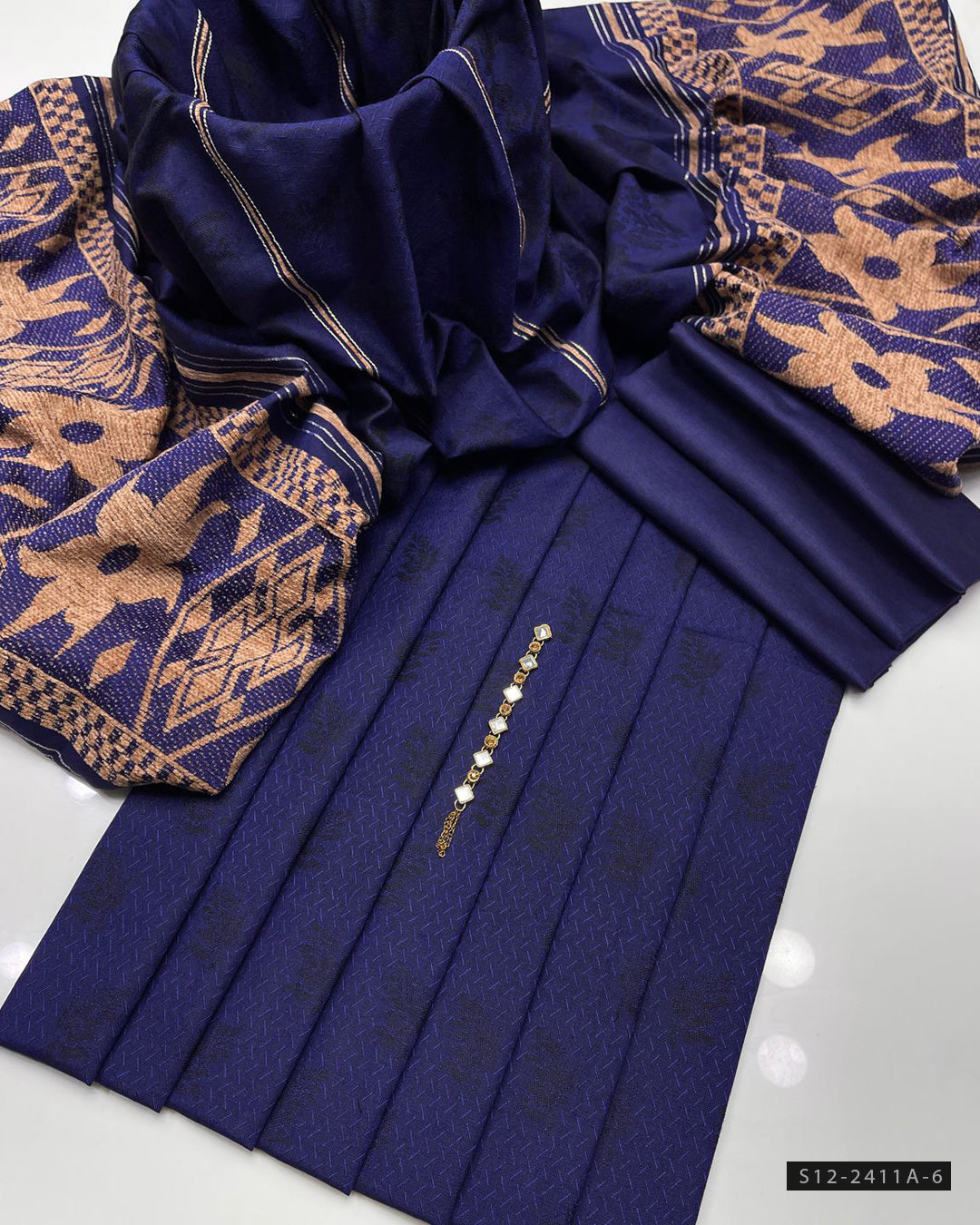 Multani Khadi Sussi Jacquard Winter 3PC Suit