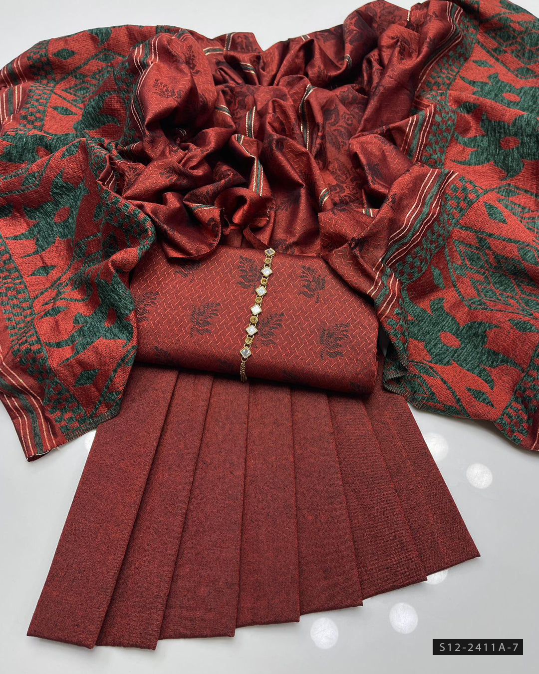 Multani Khadi Sussi Jacquard Winter 3PC Suit