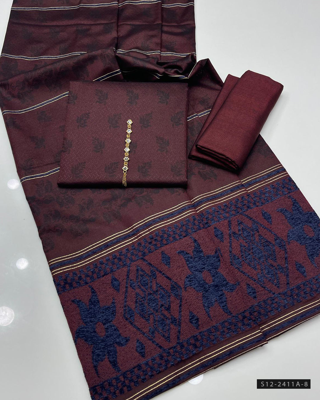 Multani Khadi Sussi Jacquard Winter 3PC Suit