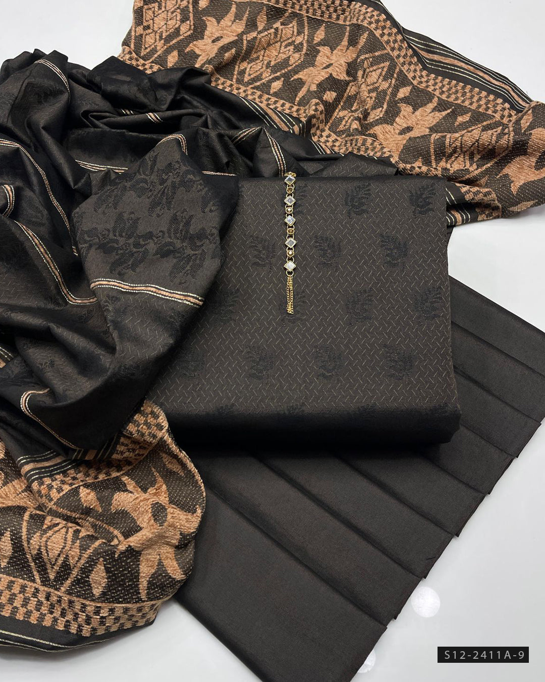 Multani Khadi Sussi Jacquard Winter 3PC Suit