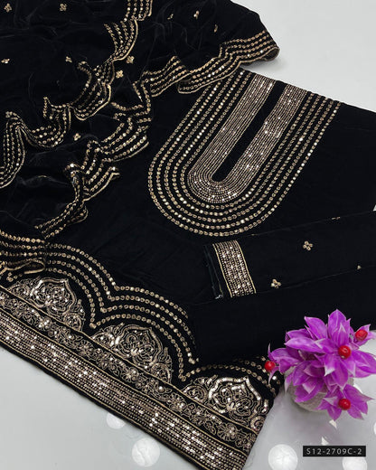 3 PC Unstitched Velvet Dress