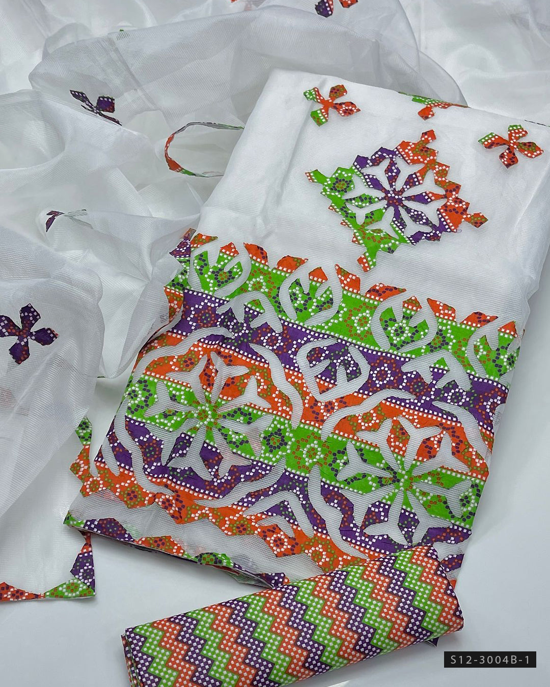 3-PC Unstitched Khadi Net Dress