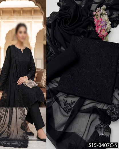 Computer Chikankari Boring Jaal Embroidered 3PC Lawn Suit