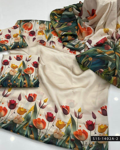 Shamoze Silk Digital Print 3PC Unstitched Dress